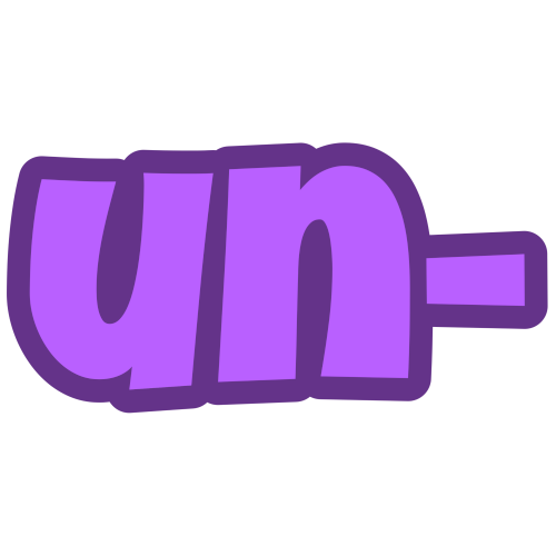 'un-' in purple letters with a darker purple outline.